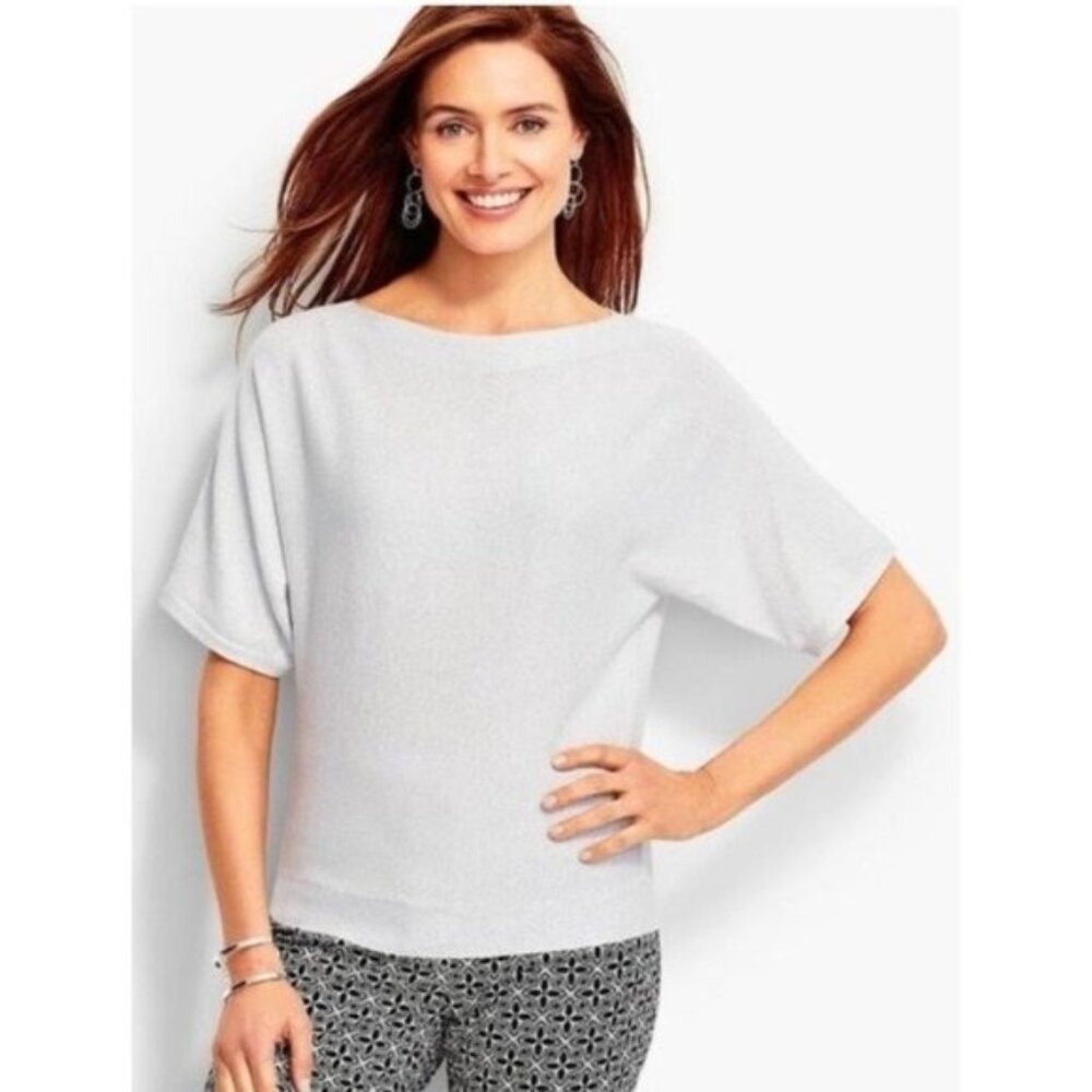 Talbots Silver Metallic Blouse Half Sleeves